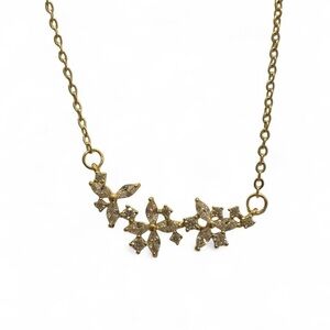 Gold Floral Crystal Cluster Necklace - Women Jewelry